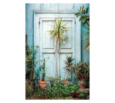 House Doors and Trees Canvas Print Multicoloured Wall Art