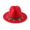 Wide Brim Fedora Panama Summer Hat-Red Photo