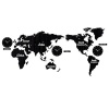 3D World Map Wall Clock - Black Photo