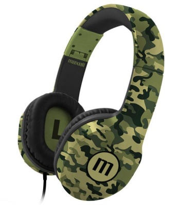 Photo of Maxell Full Size Padded Cup headphones with deep bass microphone - CAMO