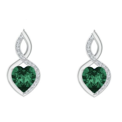 Photo of Civetta Spark Infinity Heart Earring-Swarovski Emerald Crystal
