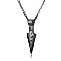 Dhia Jewellery Mens Black Arrowhead Pendant Necklace