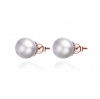 Cosmic 925 Sterling Silver Rose Gold Plated Stud Earrings - Faux Pearls Photo
