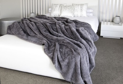 Photo of Sesli 3037 Sesli Faux Fur Blanket 2Ply – Queen/King Size - Grey