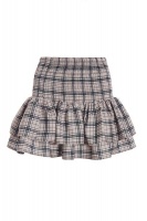 Quiz Ladies Stone Check Print Ruched Frill Mini Skirt