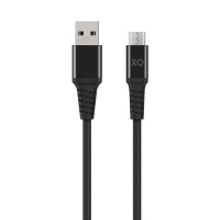 xqisit Extra Strong Braided microUSB to USB A 200cm Cable Black
