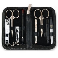 Kellermann 3 Swords Manicure Set in Black Faux Leather Case 8 Pieces 5213 MC N