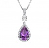 SilverCity 100% Solid 925 Sterling Silver Tear Drop Zircon Necklace Photo