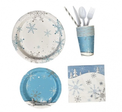 Party Paper Tableware Cutlery Set Frozen Winter Theme Set of 8