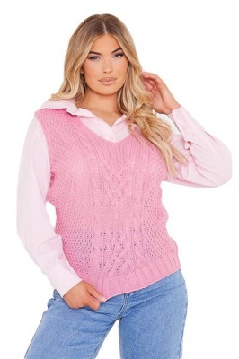 Photo of I Saw it First - Ladies Dusky Pink Cable Knit Sleeveless Vest