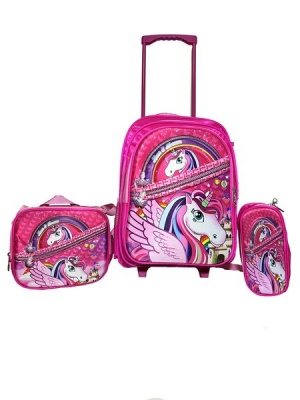 Unicorn 3 in 1 Backpack Trolley Bag Set