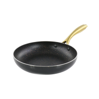 Premium Black Speckled Frying Pan with Golden Handle
