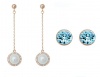 Stella Luna Penny Pearl Earring Set- Swarovski Aquamarine Crystal Rosegold Photo