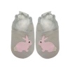 Pitta-Patta Soft genuine RSA Leather Baby Shoes Light Grey with Pink Bunny Photo