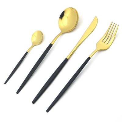 24 Gold Cutlery Set Stainless Steel Dinnerware Set Knives Fork Coffee Spoon