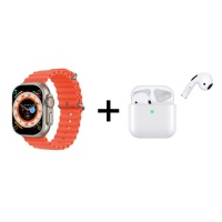 Orange Smart Watch TWS Wireless Earphones Combo