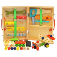 Kids Tool Box Wood Educational Toys Childrens Tool Case 34 PIECES