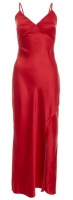 Quiz Ladies Red Satin Bow Midaxi Dress