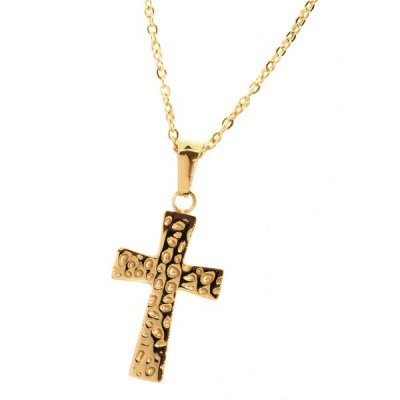 Photo of Steel My Heart Textured solid cross pendant necklace in stainless steel