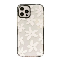 Beautiful Daisy Print iPhone Cover Transparent White with Black Edge