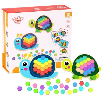 Photo of TookyToy Mosaic Snail & Turtle Puzzle Set with Activity Cards