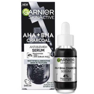 Garnier PureActive AHA Niacinamide BHA Charcoal Anti Blemish Serum 30ml
