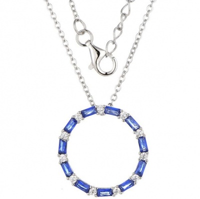 Photo of Kays Family Jewellers Circle of life Sapphire Baguette Pendant in 925 Sterling Silver