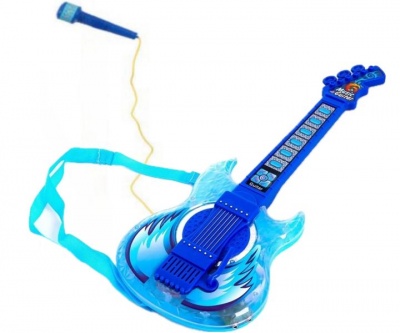 MP3 and Mobile Phone Player Connection Childrens Music Guitar and Microphone
