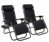 Knight 2 x Sun Lounger Zero Gravity Reclining Folding Chairs Cell & 2 Cup Holders Photo