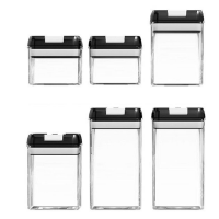 6 Piece Air Tight Sealed Food Storage Container Set Black