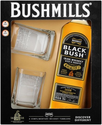 Photo of Bushmills Black Bush 750ml and 2 Glasses Gift Pack