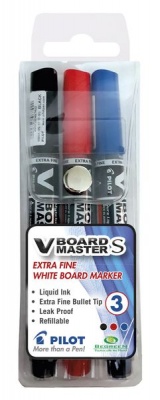 Photo of Pilot V Board Master S Extra Fine Whiteboard Markers - Wallet of 3