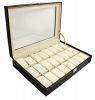 Jack Brown Luxury 24-Slot PU Leather Watch Display Box - Black Photo