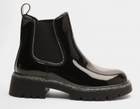 Quiz Ladies Black Patent Faux Leather Chelsea Boots
