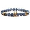 ArgentCraft Natural Black & White Agate Stone Bracelet with Crown & Die -Gd Photo