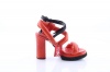 Women's Orange Leather Block Heel With a Black Leather Strap Photo