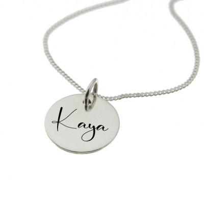 Photo of Personalised Jewellery by Swish Silver "Kaya" Personalised Engraved Necklace in Sterling Silver