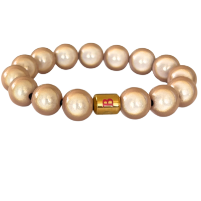 Luxury Coco B Beaded Bracelet Luminous Tan Beads with 18K Gold Plated Bead