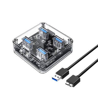 Photo of Portable Transparent USB 4 Ports USB3.0 Splitter Adapter