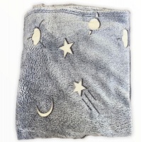 Magic Glow in The Dark Blanket Throw with Star Sky Objects