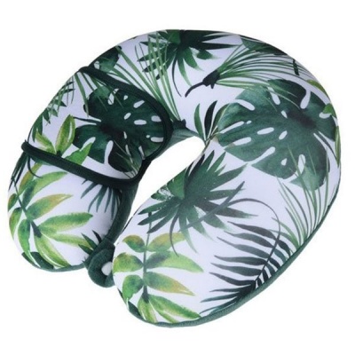 Bags Direct Eco Neck Pillow And Eye Mask With Leaf Design