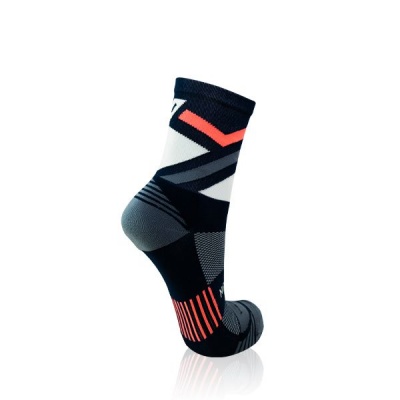 Photo of Versus Navy & Coral Stripes Performance Running Mid Cuff Socks