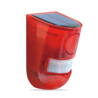 Motion Sensor Security Solar Alarm Lamp Red MRUL