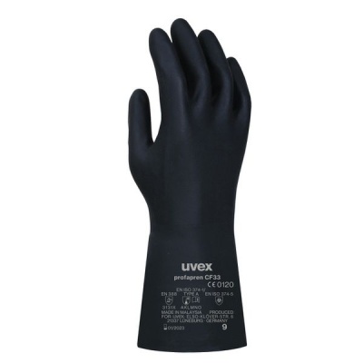 Photo of uvex profapren CF33 chemical safety glove 10 pack - dark blue
