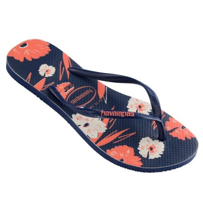 Photo of Havaianas Slim Floral Basic Navy Blue - Women's Flip Flops.