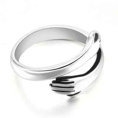 Photo of Silver adjustable ring – Hug hand open finger- Peace ring