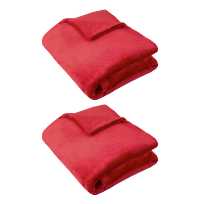 Set of 2 Ultra Plush BlanketsThrows Scarlet Red