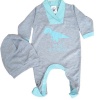 Babygrow Long Sleeve Afrikaans Dinosaur - Grey & Mint Photo