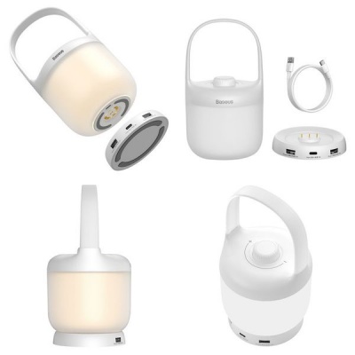 Photo of Baseus Moon-White Series Knob Stepless Dimming Portable Lamp Type-C 2*USB