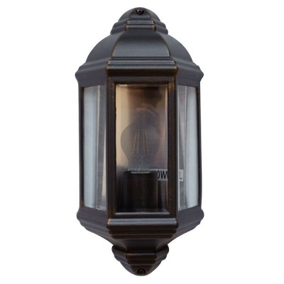Photo of Zebbies Lighting - Dakar - Old Gold Outdoor Wall Light with Clear Glass
